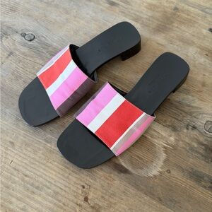 Kate Spade Pink and Red Striped Sandals